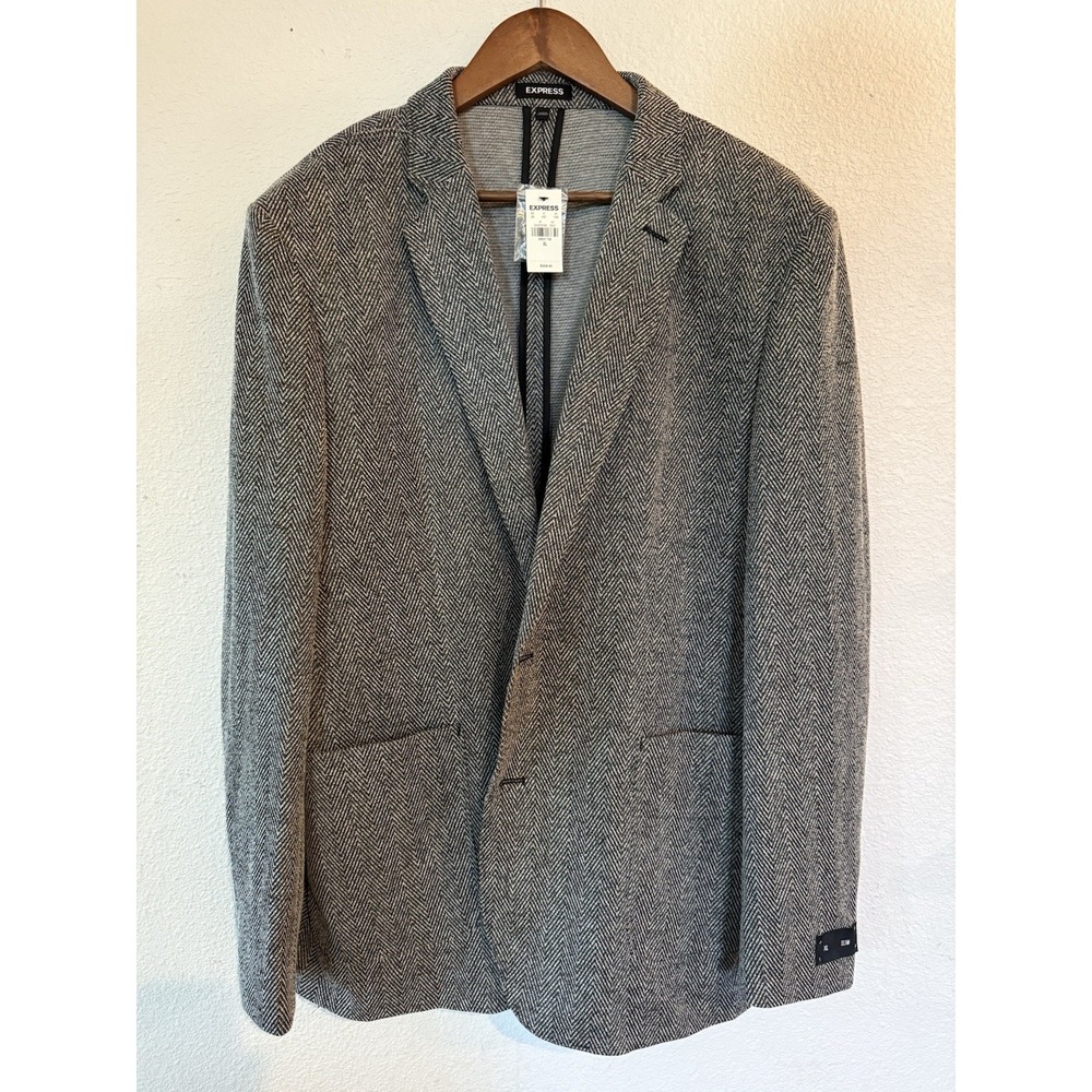 NWT Express Men's Slim Blazer Herringbone‎ Tweed Sz. XL Retail: $228